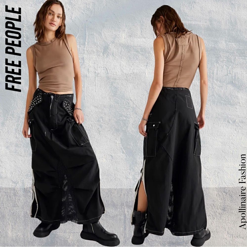 FREE PEOPLE BY TRICIA FIX SKI SKIRT BLACK NWT XS